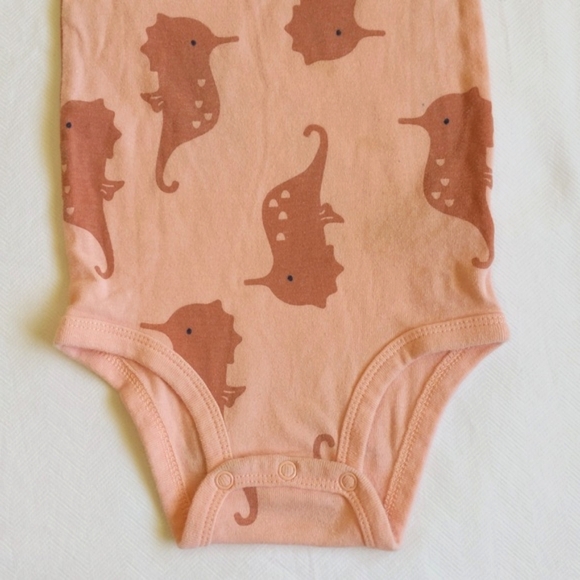 child of mine peach seahorse short sleeve bodysuit diaper shirt 18 months baby - Picture 6 of 8